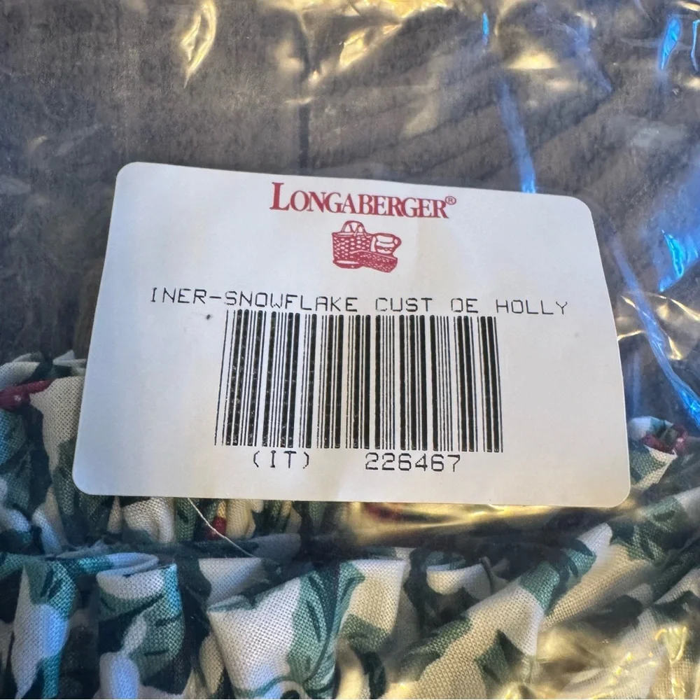 Longaberger Holly Basket Liner Holly Leaves Red Berries‎ Christmas